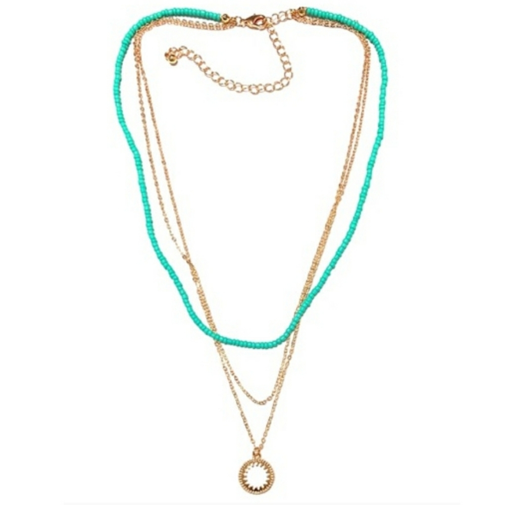♦️$10 ADD ON / NEW Gemma Simone Aqua Beaded Lariat Necklace BNIB